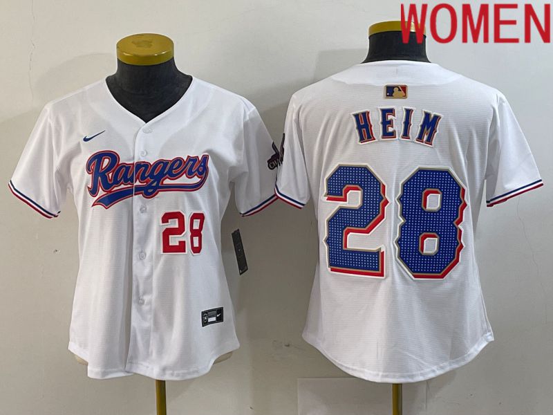 Women Texas Rangers #28 Heim White Champion Game Nike 2024 MLB Jersey style 4